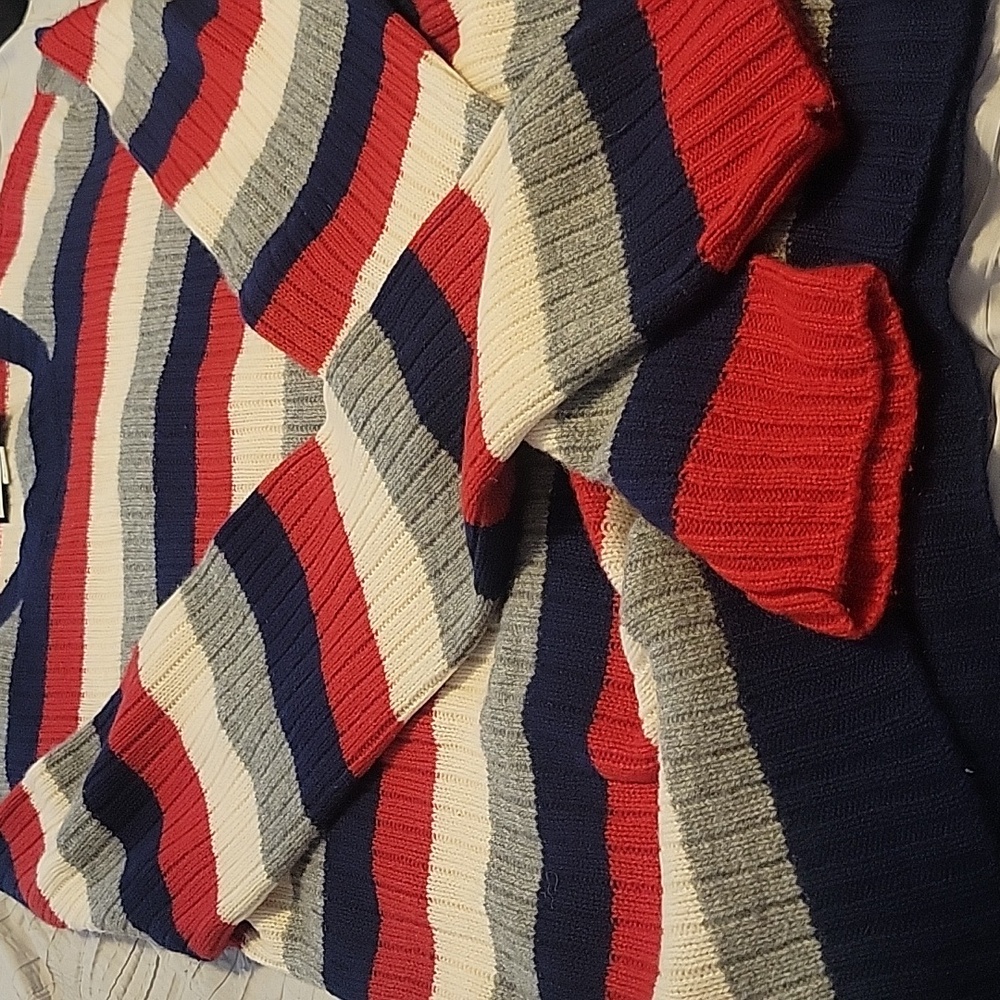 Gucci Red, Navy, Gray, Cream Striped Crewneck Sweater - Picture 2 of 3